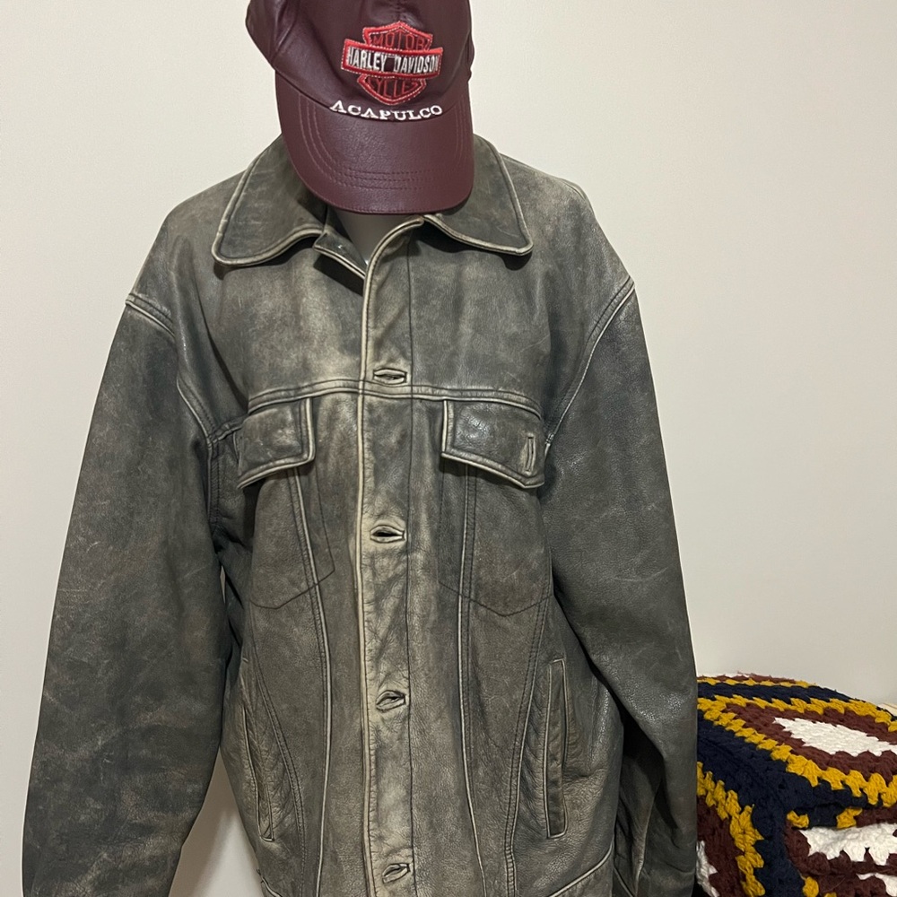 Vintage Winston Distressed Black Leather Jacket